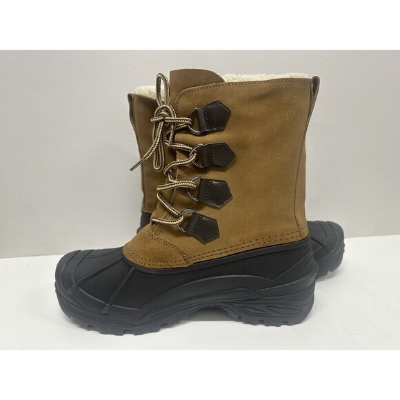 Totes Vermont men size 9 M winter boots brown suede upper and man made materials - Picture 3 of 9